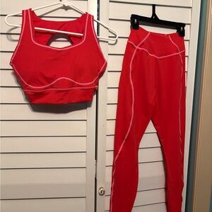 Buff Bunny Vibrant Red Sports Bra and Leggings set